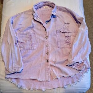 POL Light Purple Distressed Shirt, size small